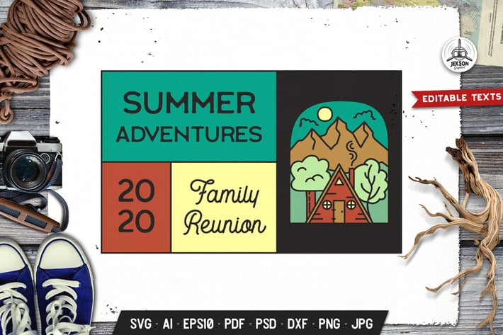 Summer Adventures Badge Vector Retro Graphic Logo