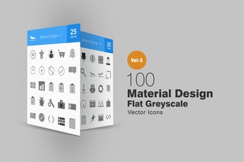 100 Material Design Greyscale Icons