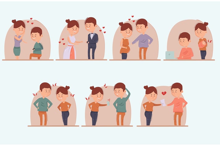 Cartoon Marriage Divorce Illustration