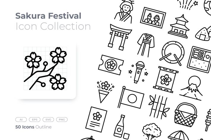 Sakura Festival Outline Icon