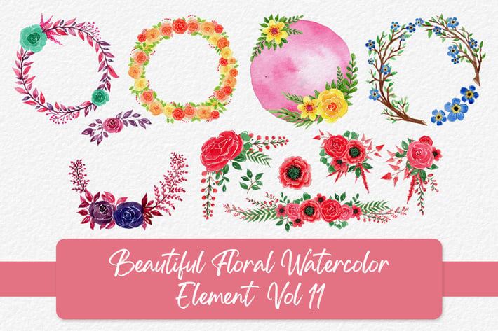 Beautiful Floral Watercolor Elements Vol 11