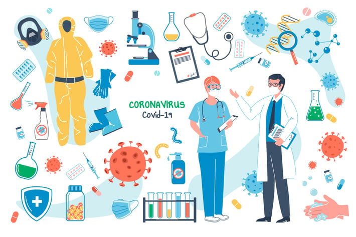 Coronavirus Concept Isolated Elements Set