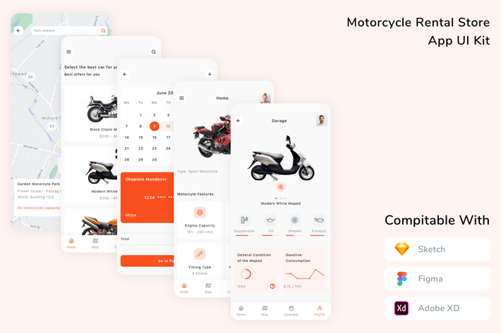 Motorcycle Rental Store App UI Kit