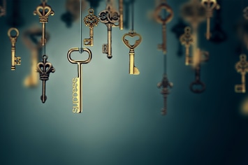 Conceptual image with hanging keys