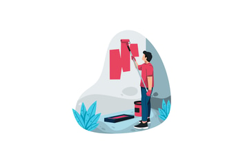 Painter Man at Work Illustration