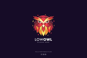 Owl Head Poly Colorful Logo