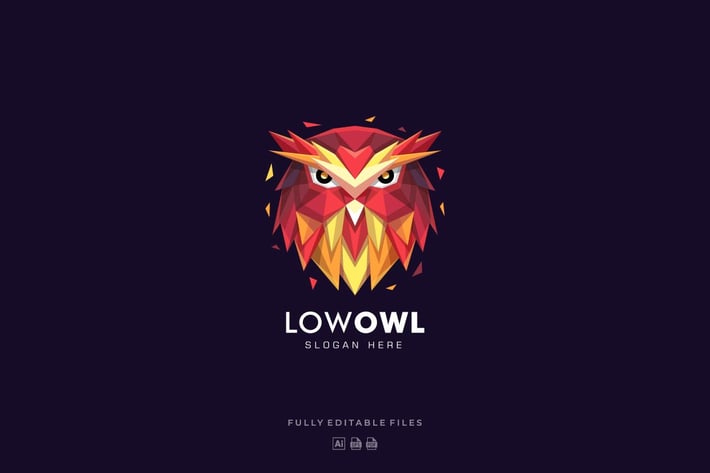Owl Head Poly Colorful Logo