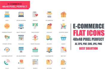 Simple Set E-Commerce and Shopping Flat Icons