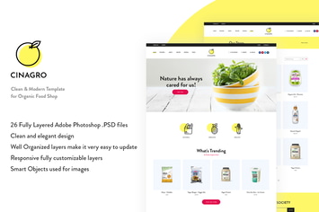 Cinagro - Organic Food Shop PSD Template