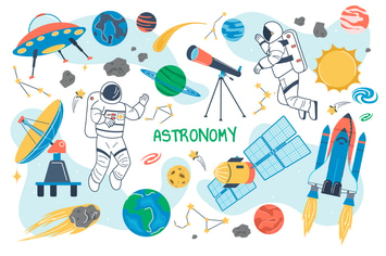 Astronomy Concept Isolated Elements Set