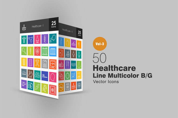 50 Healthcare Line Multicolor Icons