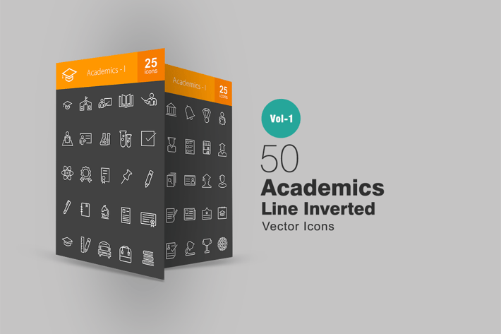50 Academics Line Inverted Icons