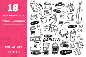 Kawaii Barista Doodle Set