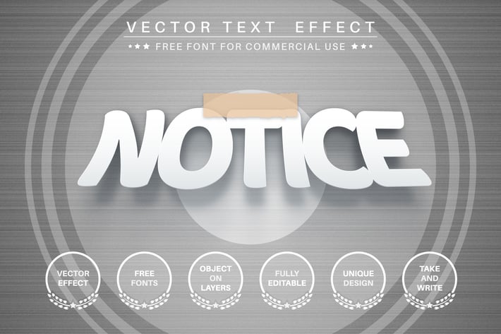Attached paper- editable text effect,  font style