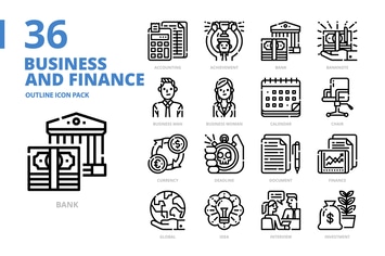 Business and Finance Outline style Icon Pack