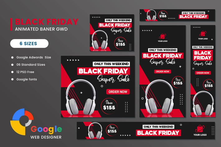 Product Sale Black Friday HTML5 Banner Ads GWD