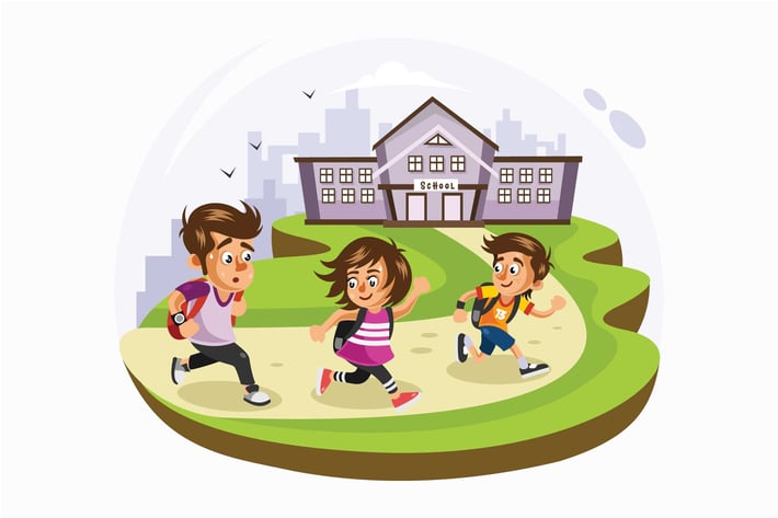 Kids going to School Vector Illustration