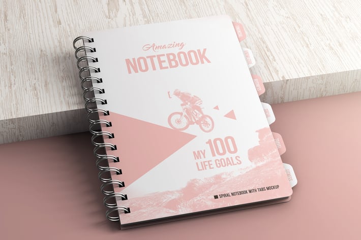 Spiral Notebook With Tabs Mockup