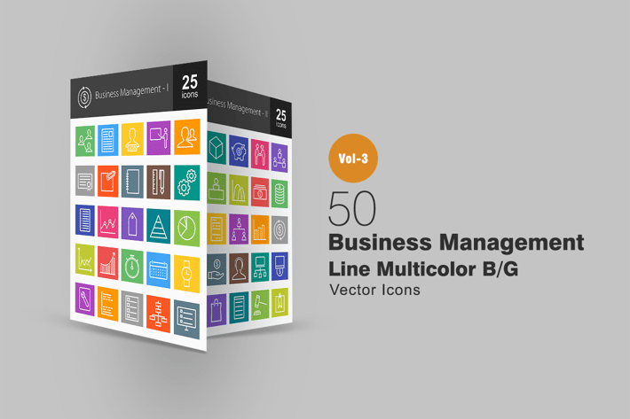 50 Business Management Line Multicolor Icons