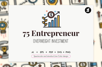 75 Entrepreneur elements in line color design