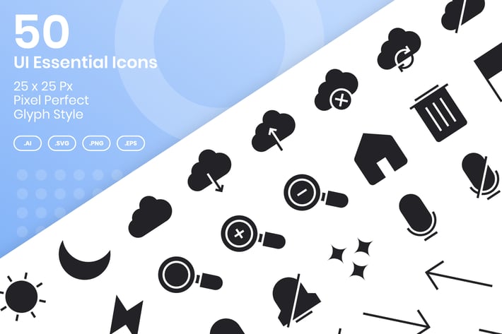 50 UI Essential Icons Set - Glyph