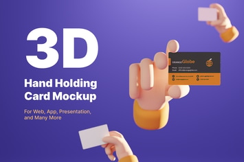 3D Hand Holding Card Mockup