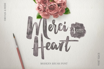 Merci Heart Brush Script