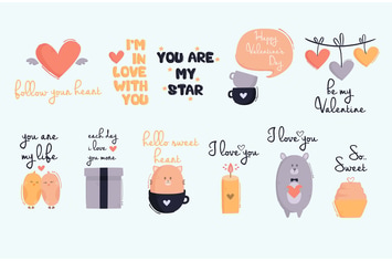 Valentine's Day Lettering Hand Drawn Illustration