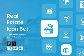 Real Estate Line Icon Set