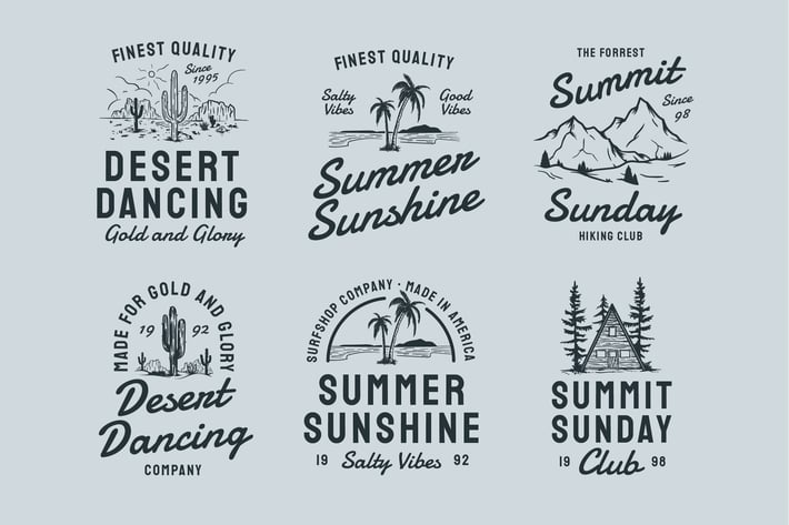 6 Nature Vintage Badges