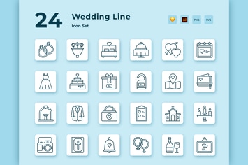 24 Wedding Line Vector Icon