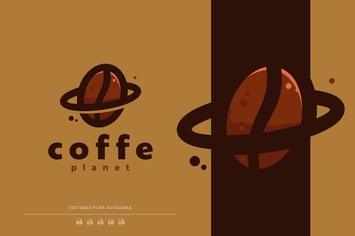 Coffee and Planet Color Mascot Logo