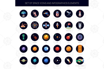 Space - modern flat design icon set