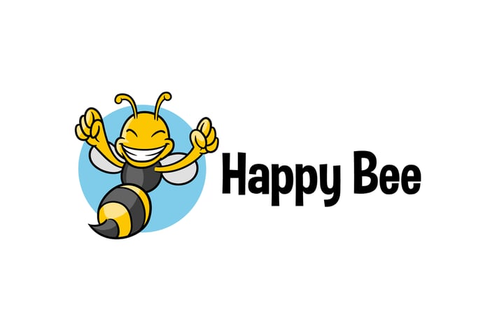 Joyful Bee - Bee Character Mascot Logo