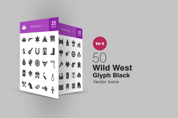50 Wild West Glyph Icons