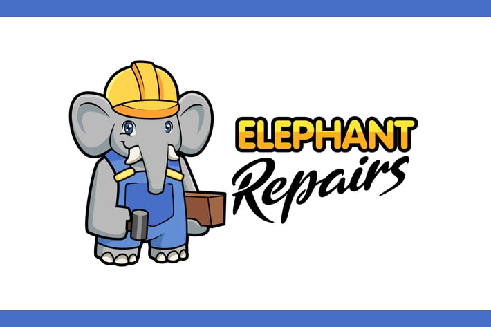Cartoon Construction Elephant Mascot Logo