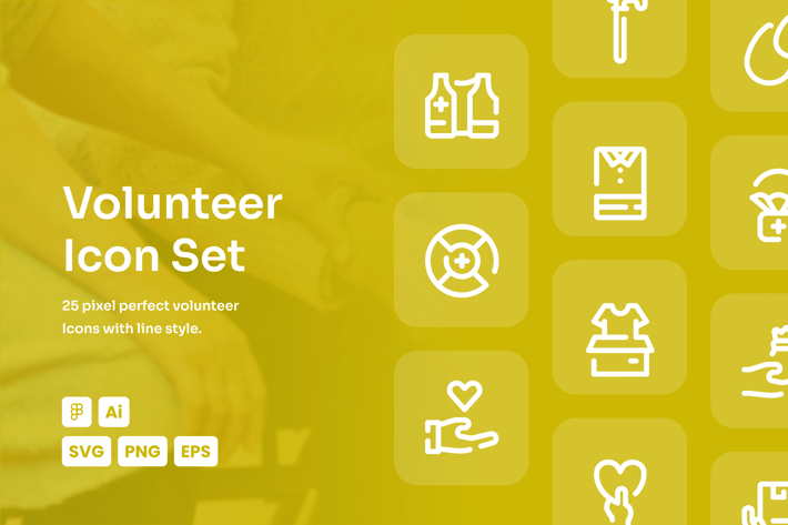 Volunteer Dashed Line Icon Set