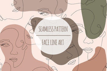 Face Line Art – Seamless Pattern