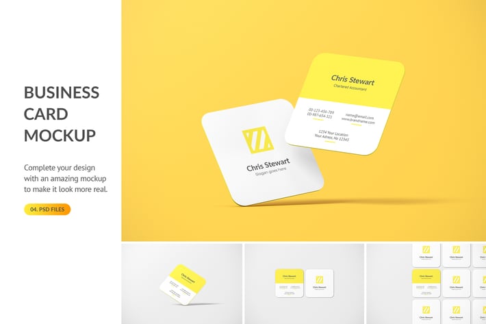 Rounded Square Business Card Mockup