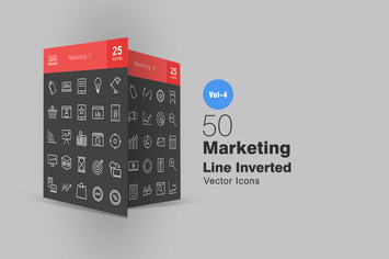 50 Marketing Line Inverted Icons