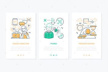 Human Psychological Problems Line Web Banners