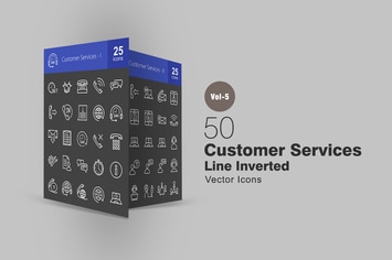 50 Customer Services Line Inverted Icons