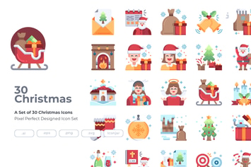 30 Christmas Icons - Flat