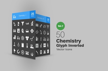 50 Chemistry Glyph Inverted Icons