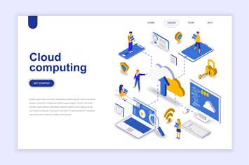 Cloud Computing Isometric Landing Page