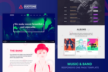 Music & Band Responsive Website Template - Duotone
