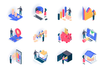 Finance Isometric Icons Pack