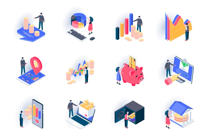 Finance Isometric Icons Pack