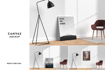 3 Psd Canvas Mockup