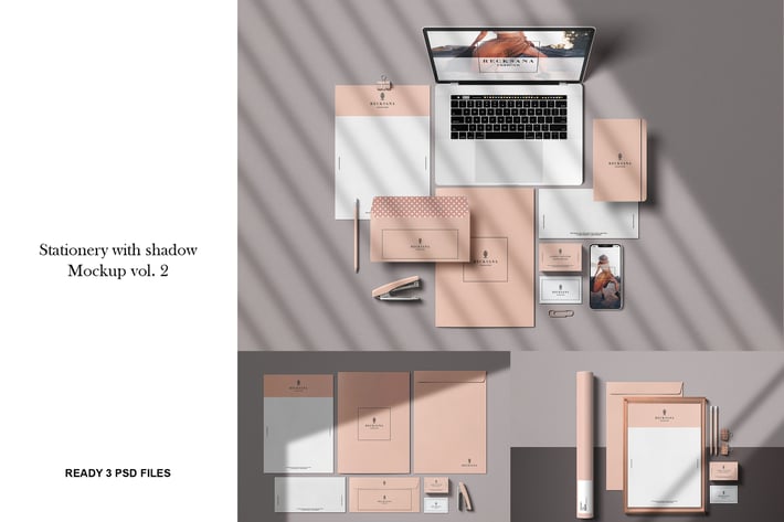 Stationery with shadow  mockup vol. 2